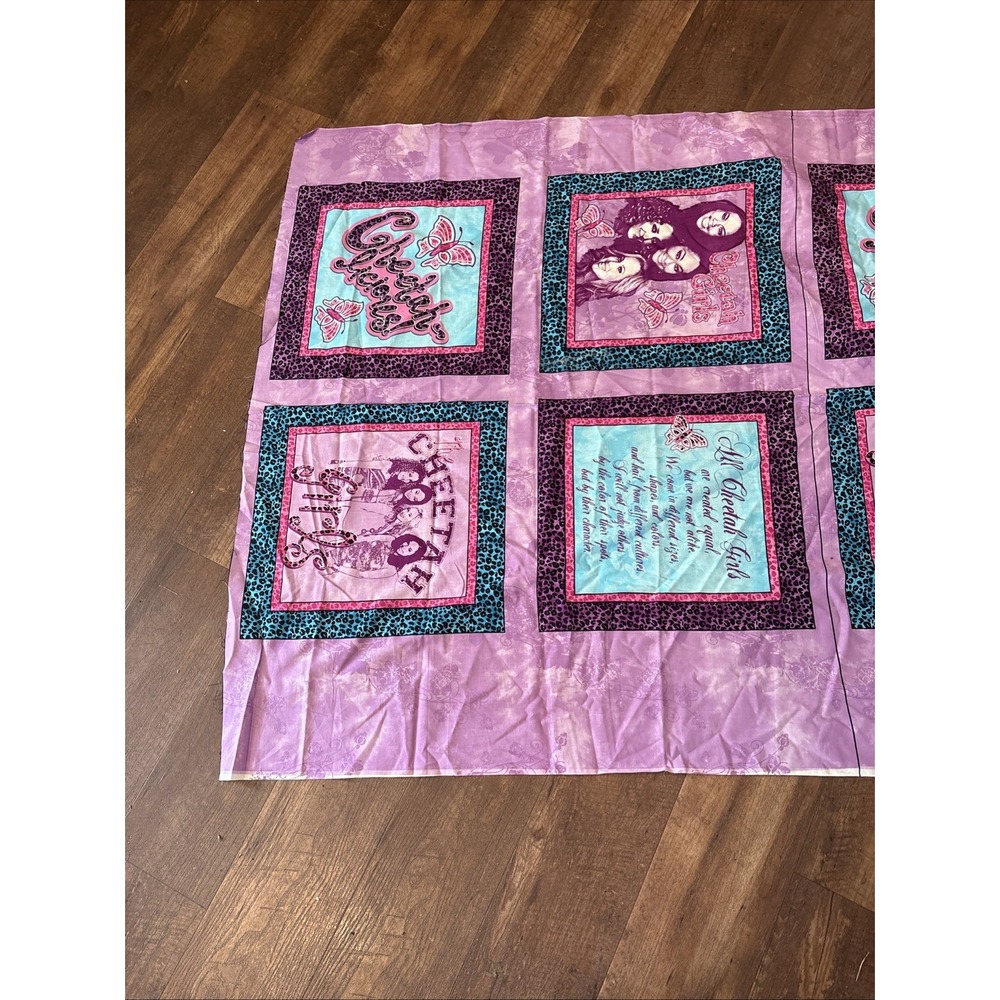Cheetah Girls Pillow Panel Fabric By the Yard Cotton Animal Print Disney Y2K